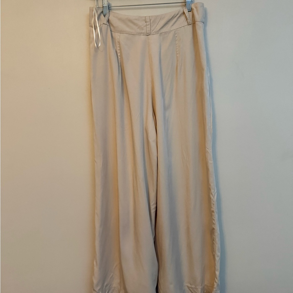 Beige Wide Leg High Rise Trousers - Picture 4 of 5